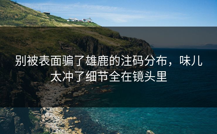 别被表面骗了雄鹿的注码分布，味儿太冲了细节全在镜头里